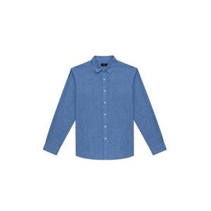 [BY파크랜드]블루 폴리 린넨 솔리드 워싱 긴팔 셔츠-MM2CL504