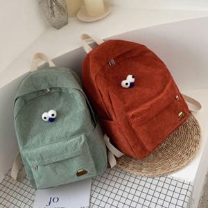 쿨샵 인형 브로치 캐주얼백팩 코듀로이 귀여운백팩