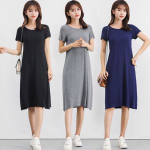 여자 20대 30대 데일리 라운드 반팔 원피스 홈웨어