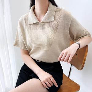 [179st.w]2L-CBB 1046 여자루즈핏여름카라반팔니트