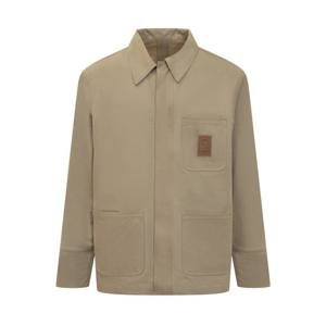 25 FW 페라가모 코튼 비스코스 샌드 로고 패치 롱슬리브 재킷 143832771558