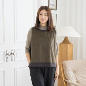 엄마옷 마담4060 스웨이드시보리조끼 여성 데일리 -ZVE2510004-