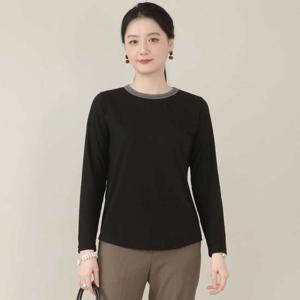 애비뉴투지 엄마옷 데일리 에리 배색 단색 이너 봄 가을 긴팔 티셔츠 A10511