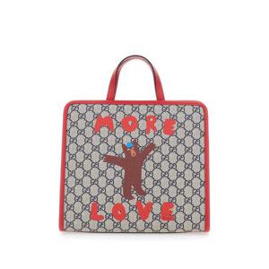 GUCCI KIDS Beige Handbag with All Over GG Motif and Front Print in Fabric Girl 605614FAER78457