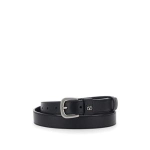 VALENTINO GARAVANI Black Belt with Front Buckle Closure and VLogo Plaque on the Loop in Leather Man 7Y0T0SM1XUG0NO