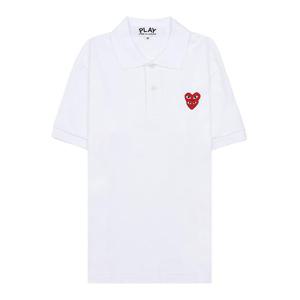 [꼼데가르송] 남성 더블하트 반팔 폴로셔츠 AZ T290 051 WHITE