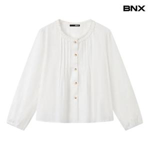 [비엔엑스]프릴넥 핀턱 셔링 블라우스 (BX3BL025L0)