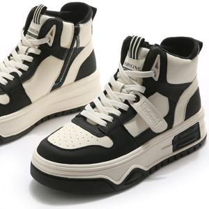 [더힐]가죽 키높이 여성여자 슬립온 운동화 하이탑 스니커즈 5cm sjperu-S108