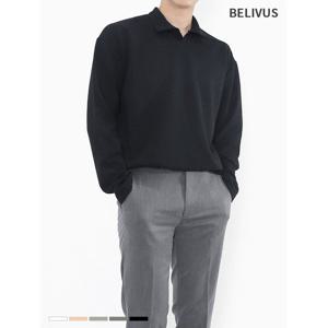 [빌리버스] 남자 긴팔 티셔츠 기본 오픈카라 베이직 긴팔티 BTS067