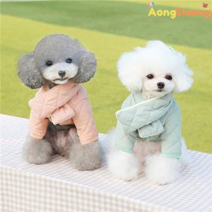 아옹다옹 강아지 무지 누짐 패딩 점퍼 목도리 세트