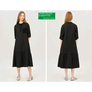 베네통(BAOP01511) 물결 니트넥 포켓패치 롱 원피스