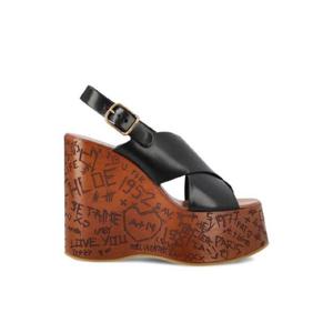 끌로에 끌로에 블랙 웨지 샌들 2073918