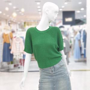 abfz sh06 라운드 짜임 산뜻 반팔 니트 SLBZZ5W32G