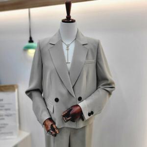 [비지트인뉴욕]솔리드 백테잎 디테일 셋업 숏 자켓 VB3JK01_US