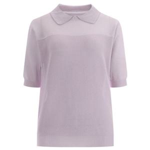 [샵앤]망고 국산 여성 카라넥 레귤럿 반팔 니트 티셔츠 21DS-WKN-1436-퍼플