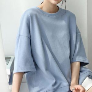 샵앤) 국산 5부 박시핏 여성 반팔 면티셔츠 AMI-WSH-3265-퍼플