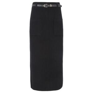 [에이비에프지]벨티드 골지 H라인 롱 니트 스커트 APZ1HS32A