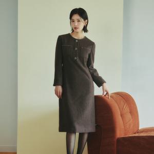 [올리비아하슬러] 포멀 울블랜디드 넥라인 포인트 원피스_OHDWOP201 OHDWOP201