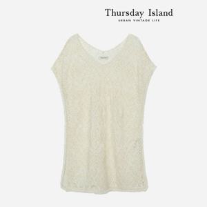 [써스데이아일랜드]니트 프린지 블라우스(T234MBL251W)