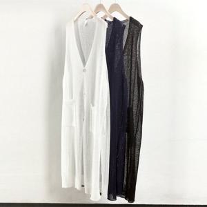 [아이우먼]빅사이즈롱베스트 0321L505 비치니트포켓조끼 RM