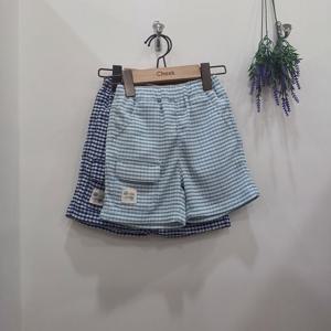 [치크]시어서커 체크 5부 바지 CKTA2543B