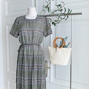 샵앤) 여성 바캉스 기하학 패턴 여름 롱원피스 BONG-WDR-4649-카키