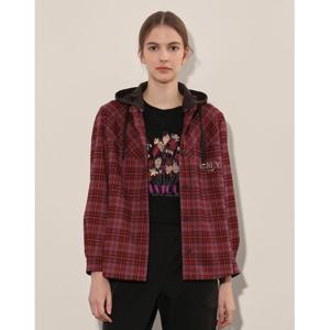 [올리비아로렌]져지 후드 체크 블라우스_VVBNL4F8291