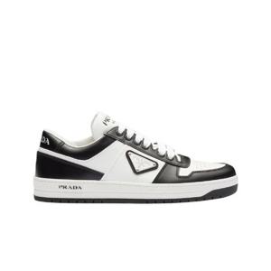프라다 다운타운 퍼포레이티드 레더 스니커즈 화이트 블랙 1E792M3-LKG-F0964