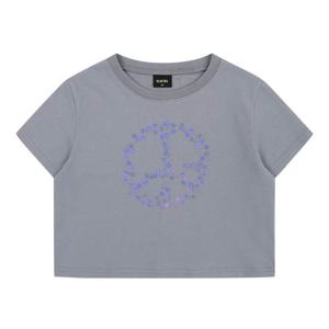 [블루테일]별 포인트 차콜 크롭 반팔 티셔츠AZA4TS07CG