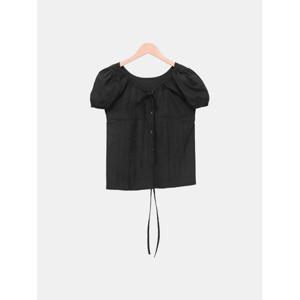 [스콰즈] 여성 리본 허리끈 셔츠 퍼프 셔링 반팔 블라우스 SBB005