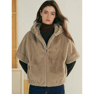 [리오벨][리오벨] 케이시박 Faux 밍크 케이프 반후드 재킷