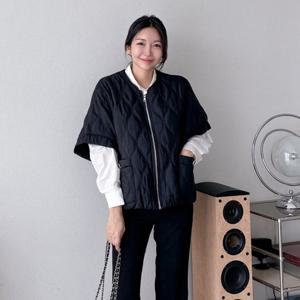 샵앤) 여성 루즈핏 노카라 퀼팅 패딩 조끼 CAT-WVS-3963-연카키