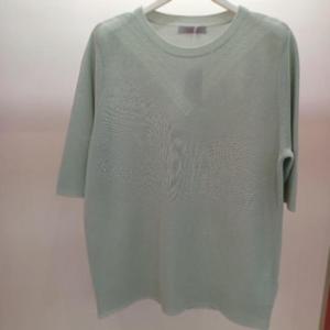 Latium HC06 부드러운 린넨 엉덩이 길이 5부소매 라운드 기본 반팔 깔끔한 니트티 T2523sw18M