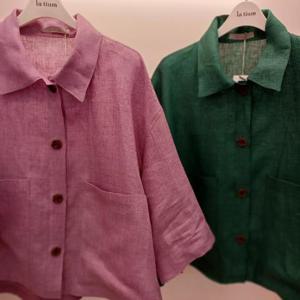 Latium HC06 루즈핏 국내생산 큰주머니 7부 언발 점퍼형 카라 타임이중린넨 쟈켓 T2523jk11