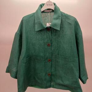 Latium HC06 루즈핏 국내생산 큰주머니 7부 언발 점퍼형 카라 타임이중린넨 쟈켓 T2523jk11G