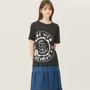 [베네통] [Online Exclusive] 린넨 프린팅 반팔 티셔츠_BATSF453