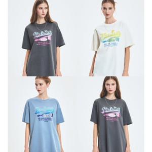 MLB 여성 바시티 빈티지 워싱 그래픽 오버핏 반팔 티셔츠 3FTSV1053