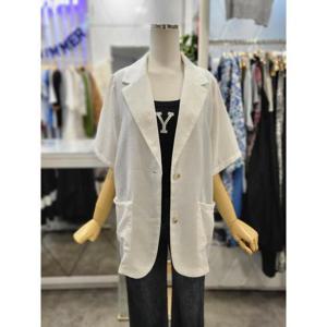 밸리걸 세이브존01 린넨 혼방 투버튼 베이직 반팔 자켓 242040