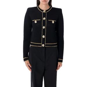 발망 블랙 골드 트림 데코레이티브 버튼 가디건 FF1KL240KI83 E