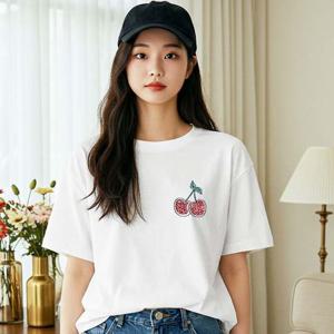 샵앤) 여성 체리 프린팅 반팔 티셔츠 WON-WSH-WFI0BEL