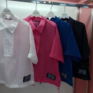 Latium HC06 국내생산 얇고 가벼운 밑단스트링 와펜 남방형 반팔 카라 셔츠블라우스 T2531bl04