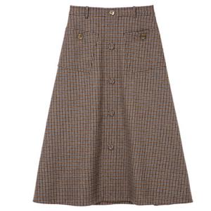 울블렌딩 플레어 체크스커트 LB-BG