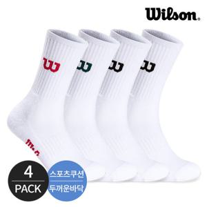 윌슨 남성 스포츠 쿠션 칼라로고 크루삭스 4P_MX