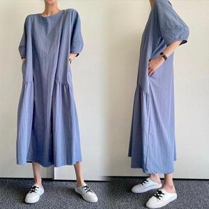 위쉬몰 TG 반팔앞주름롱원피스(K043H407) 빅사이즈