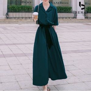 뷰어 셔츠 반팔 롱원피스_BI2OP005