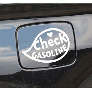 체크 가솔린 말풍선 자동차 주유구스티커-화이트