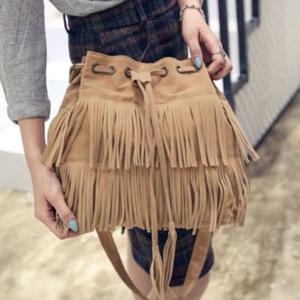 LED-017 태슬 프린지 끈매듭 버킷 크로스백 프린지