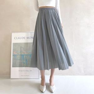 리나나 쉬폰 주름 미디 밴딩 스커트 UJB-22004