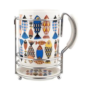 도자기 원형 물받이 수저통(블루피쉬) 수저함