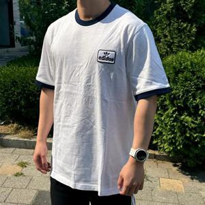 아디다스 공용 콘트라스트 화이트 반팔 티셔츠 JC8384
